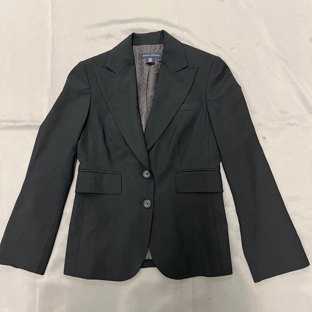 Banana Republic Blazer Jacket Black Wool Office Career Jacket Women's Size 0P